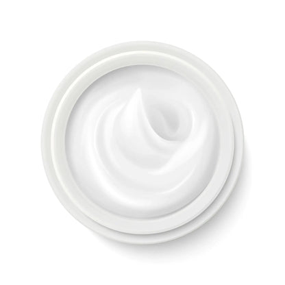 Close-up of creamy texture of Dead Sea Minerals Foot Cream in a white jar. A nourishing foot care product for smooth and hydrated skin.