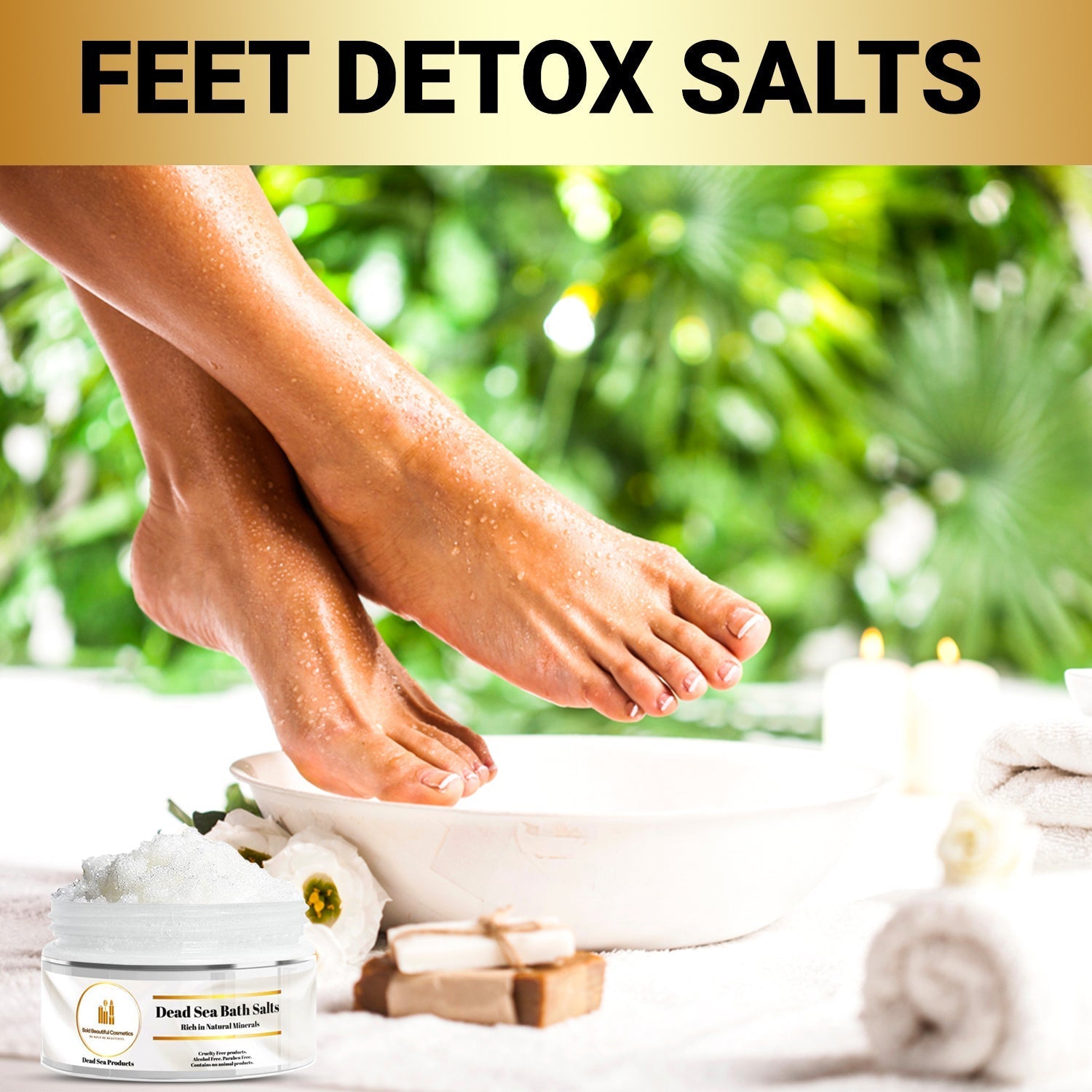 Bold Beautiful Cosmetics Natural Dead Sea Bath Salts & Feet Soaking - Natural Dead Sea Bath Salts - 850046440045